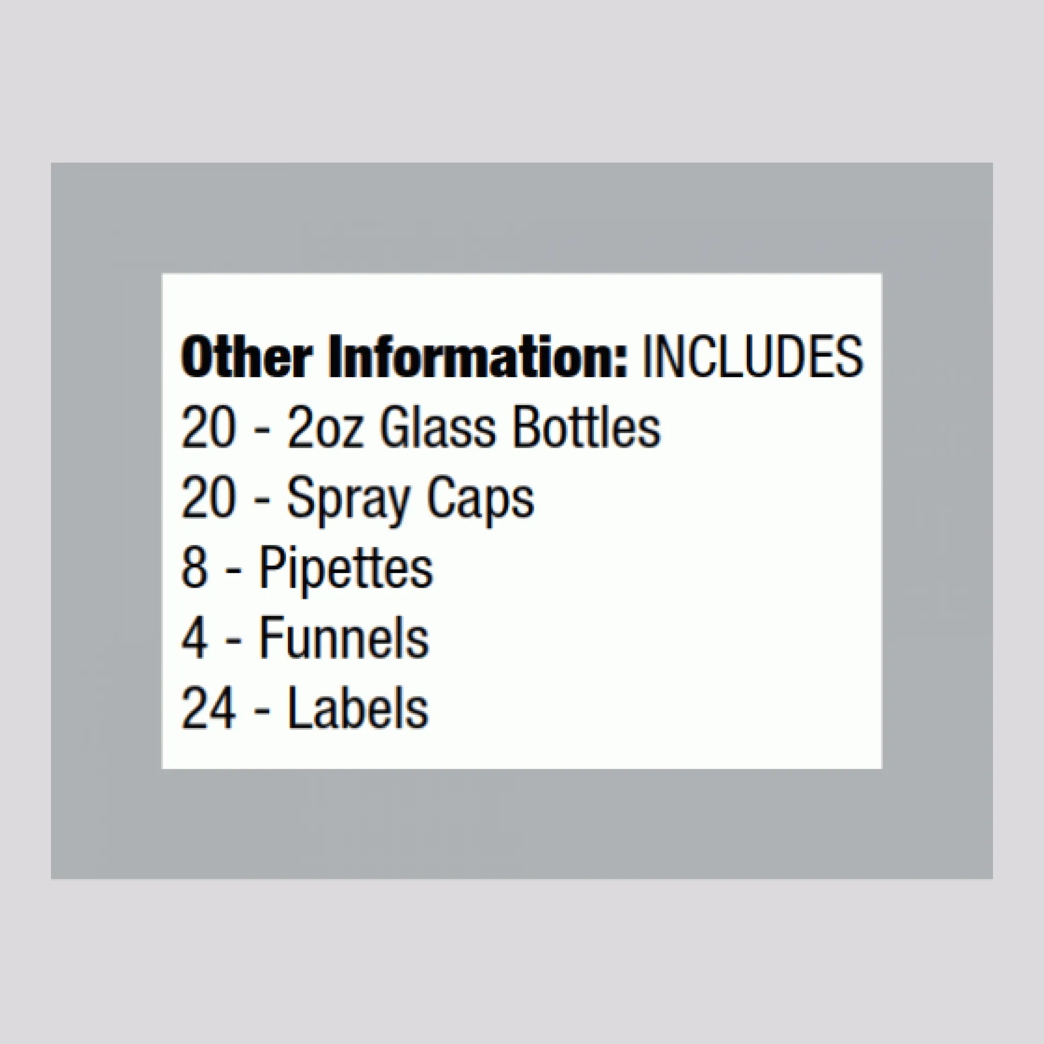 20 - 2 oz Mixing Kit Spray Bottles, Labels, Pipettes & Funnels