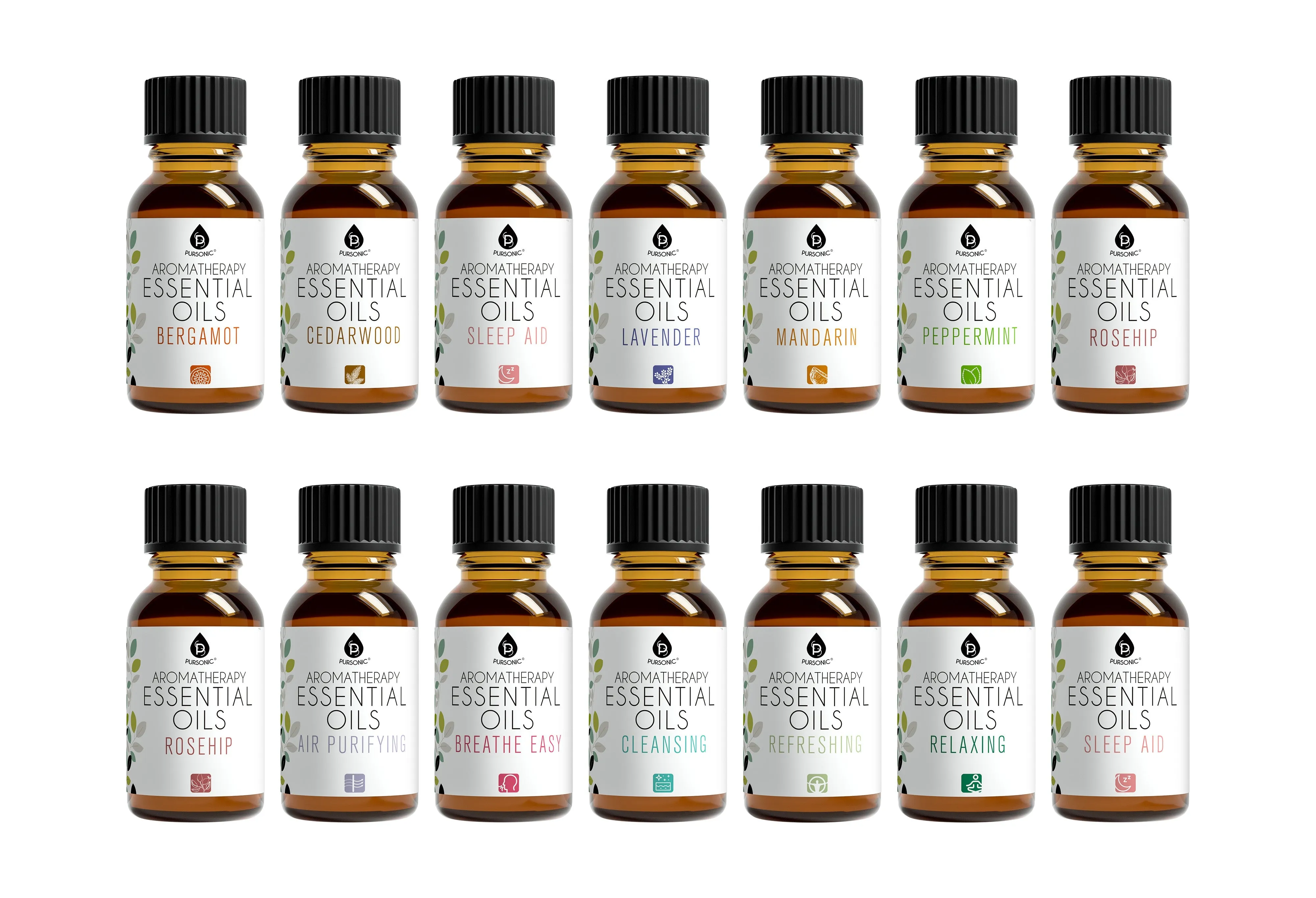 Aromatherapy Essential Oils 14-Pack Gift Set by Pursonic