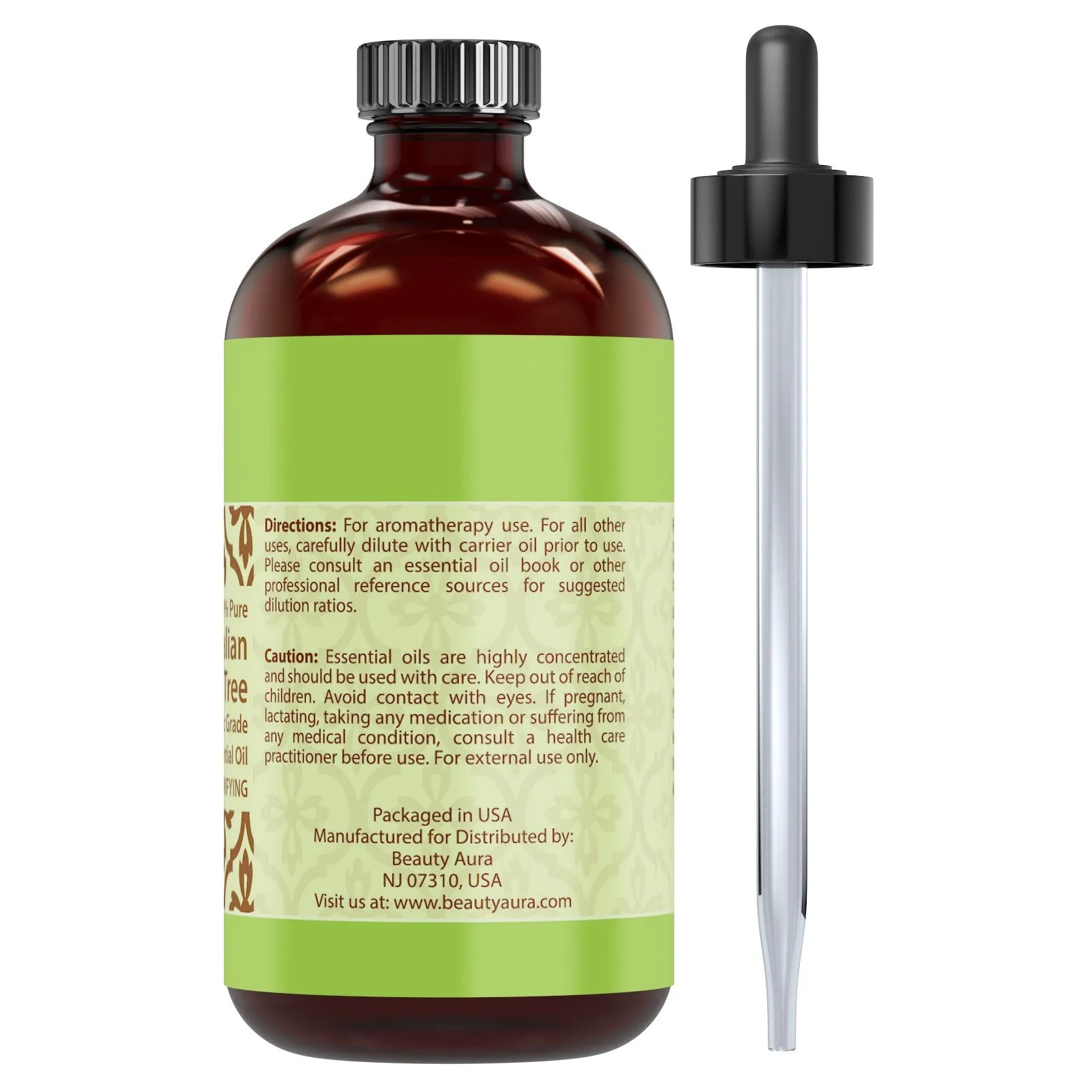 Beauty Aura Australian Tea Tree Oil | Therapeutic Grade Essential Oil | 4 Fl. Oz (118 ml)