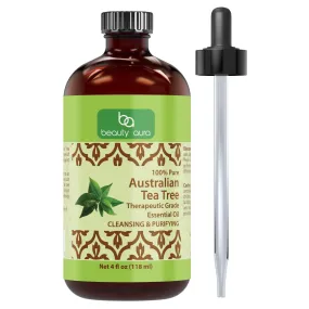 Beauty Aura Australian Tea Tree Oil | Therapeutic Grade Essential Oil | 4 Fl. Oz (118 ml)