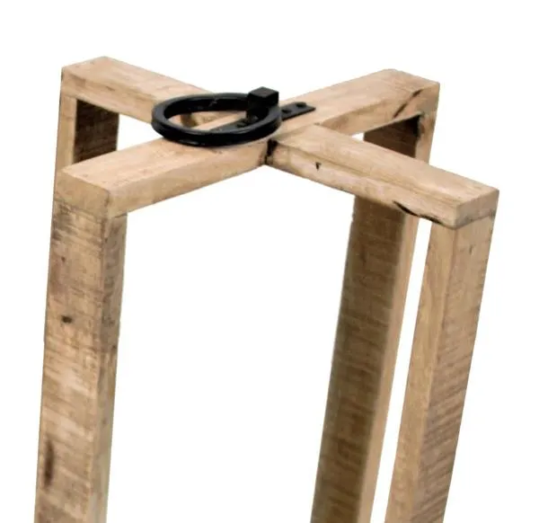 Benzara 2 Piece Cross Frame Wooden Lantern Set with Glass Hurricane, Brown