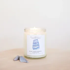 Blue Chalcedony Crystal Candle - Calming