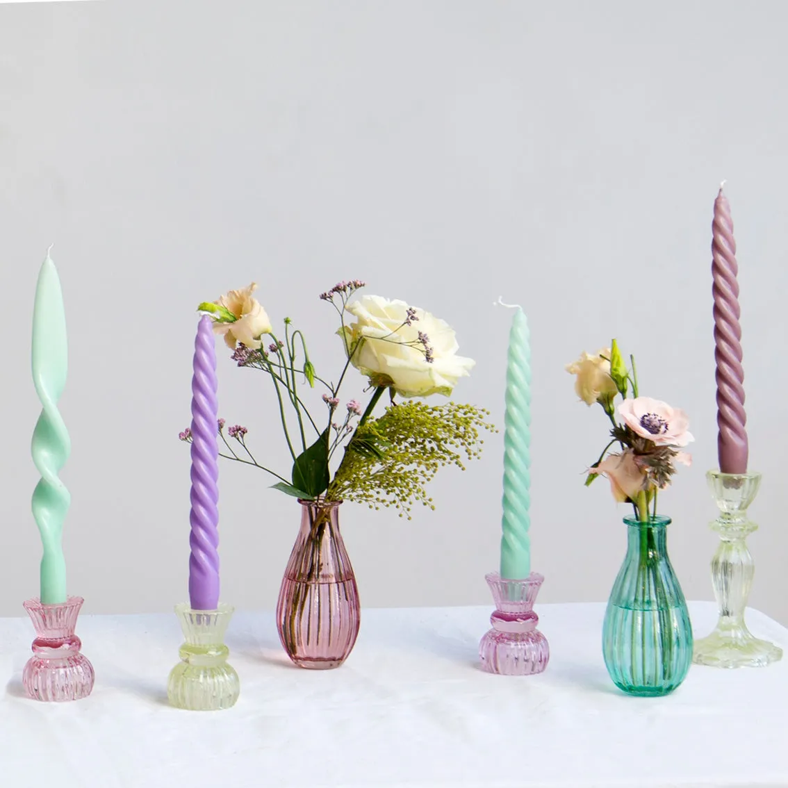 Boho Cool Coloured Spiral Candles - 4 Pack