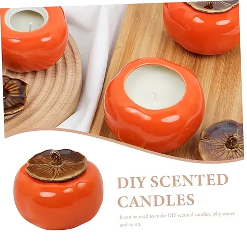 HAPINARY Scented Candle Cup Ceramics Honey Jar Ceramic Jar Ceramic Storage Jars Ceramics Persimmon Candy