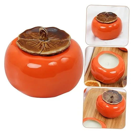 HAPINARY Scented Candle Cup Ceramics Honey Jar Ceramic Jar Ceramic Storage Jars Ceramics Persimmon Candy