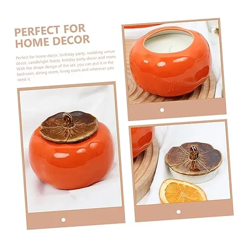 HAPINARY Scented Candle Cup Ceramics Honey Jar Ceramic Jar Ceramic Storage Jars Ceramics Persimmon Candy