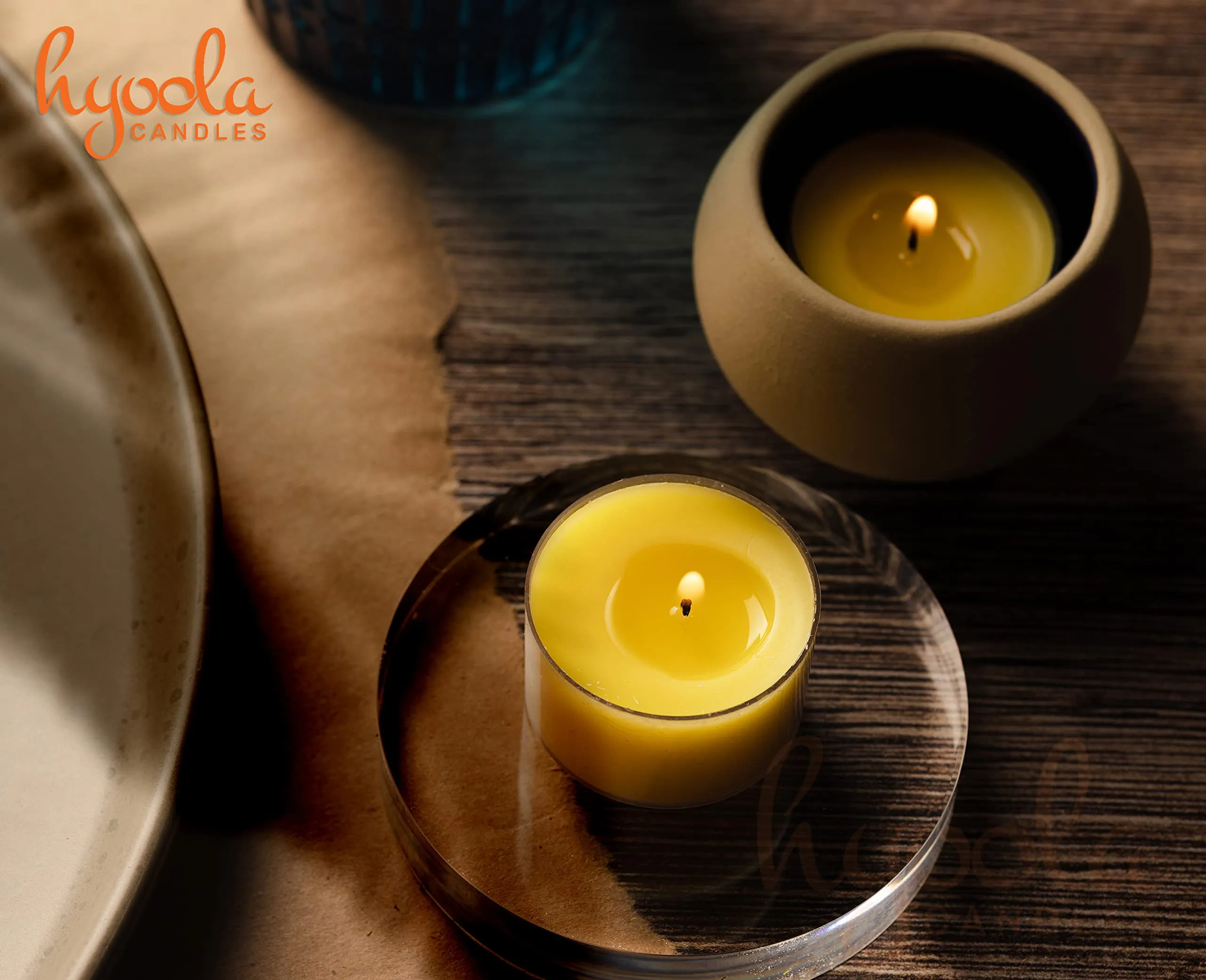 Hyoola Tealight Citronella Candles Outdoor - 8 Hour Burn Time - Indoor and Outdoor Mosquito, Insect and Bug Repellent Citronella Candle - Natural Fresh Scent ‚ Decorative in Clear Cup - 40 Pack