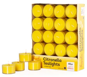 Hyoola Tealight Citronella Candles Outdoor - 8 Hour Burn Time - Indoor and Outdoor Mosquito, Insect and Bug Repellent Citronella Candle - Natural Fresh Scent ‚ Decorative in Clear Cup - 40 Pack