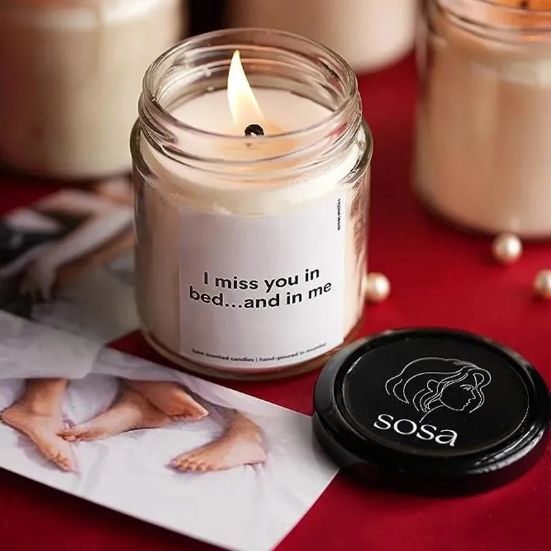 I Miss You in Bed and Me Scented Candles Gift | Single | 6.4 x 8 cm / 2.5 x 3.15 inches