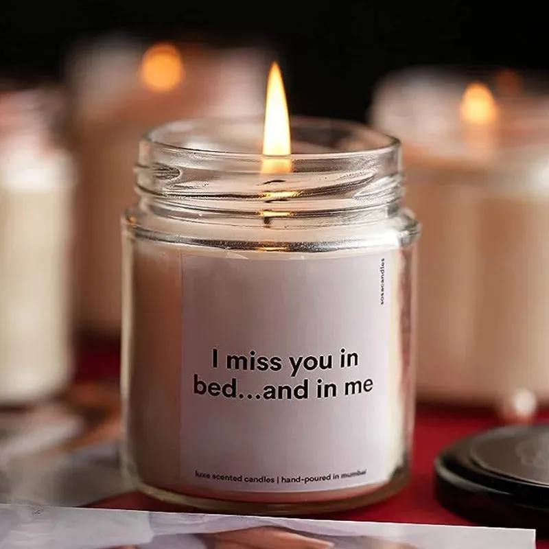 I Miss You in Bed and Me Scented Candles Gift | Single | 6.4 x 8 cm / 2.5 x 3.15 inches