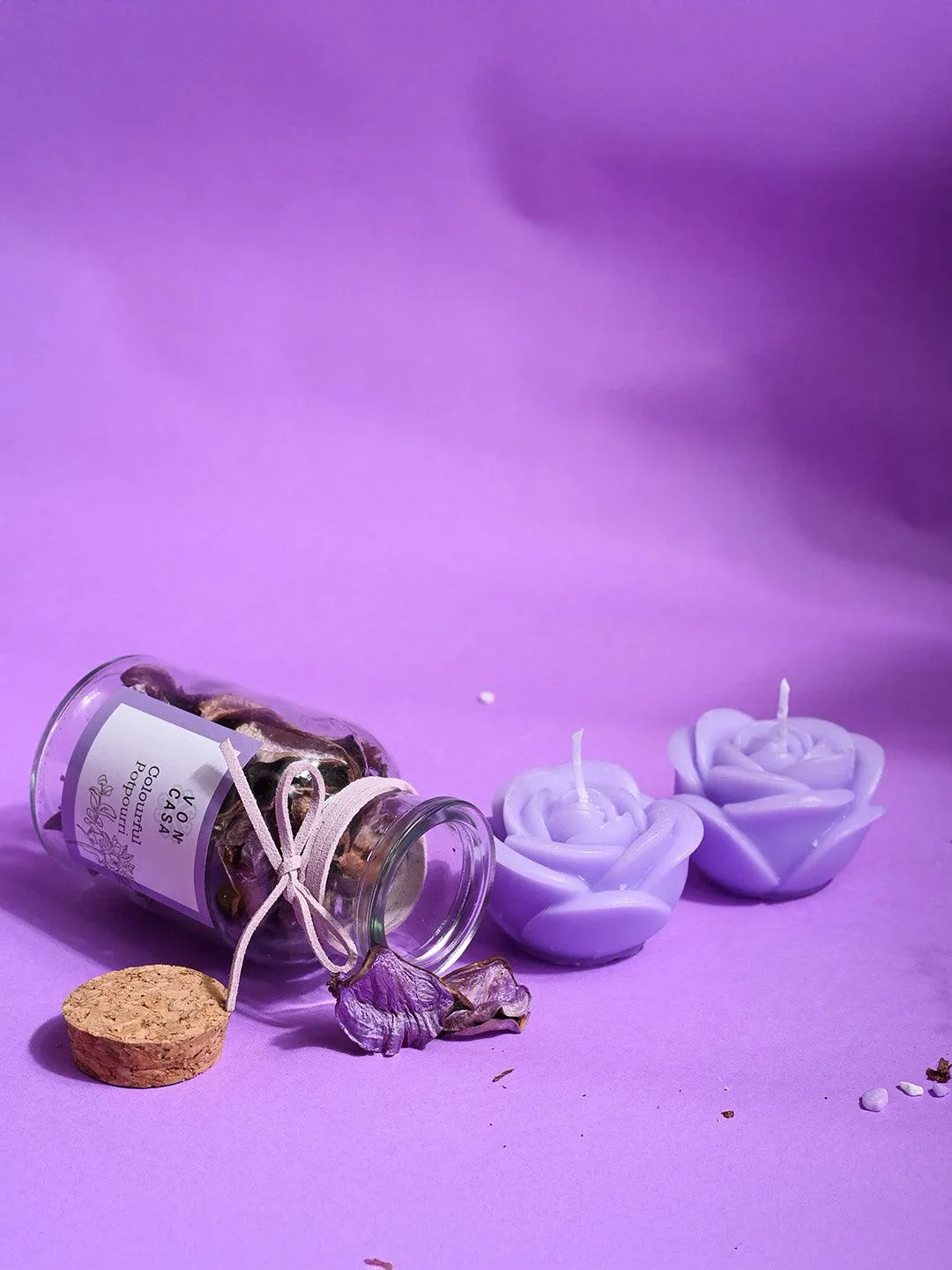 Lavender Flower Candles & Potpourri Set