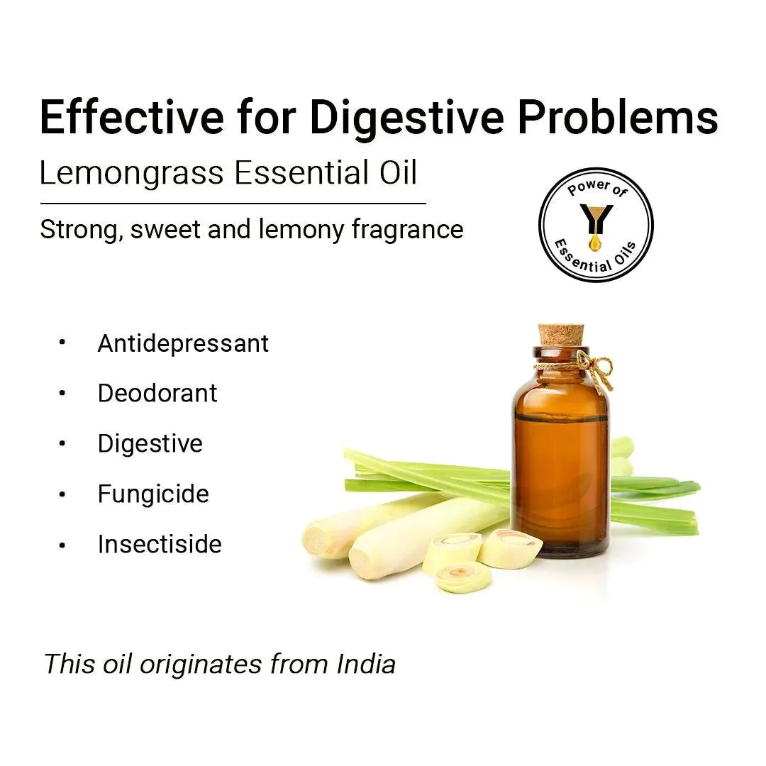 Lemongrass Essential Oil, Therapeutic, Pure & Natural, Stimulates & Energies Body and Mind, Insecticide 10ml
