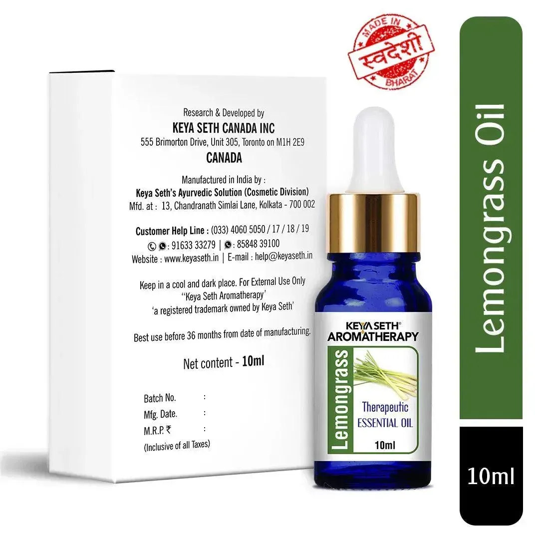 Lemongrass Essential Oil, Therapeutic, Pure & Natural, Stimulates & Energies Body and Mind, Insecticide 10ml