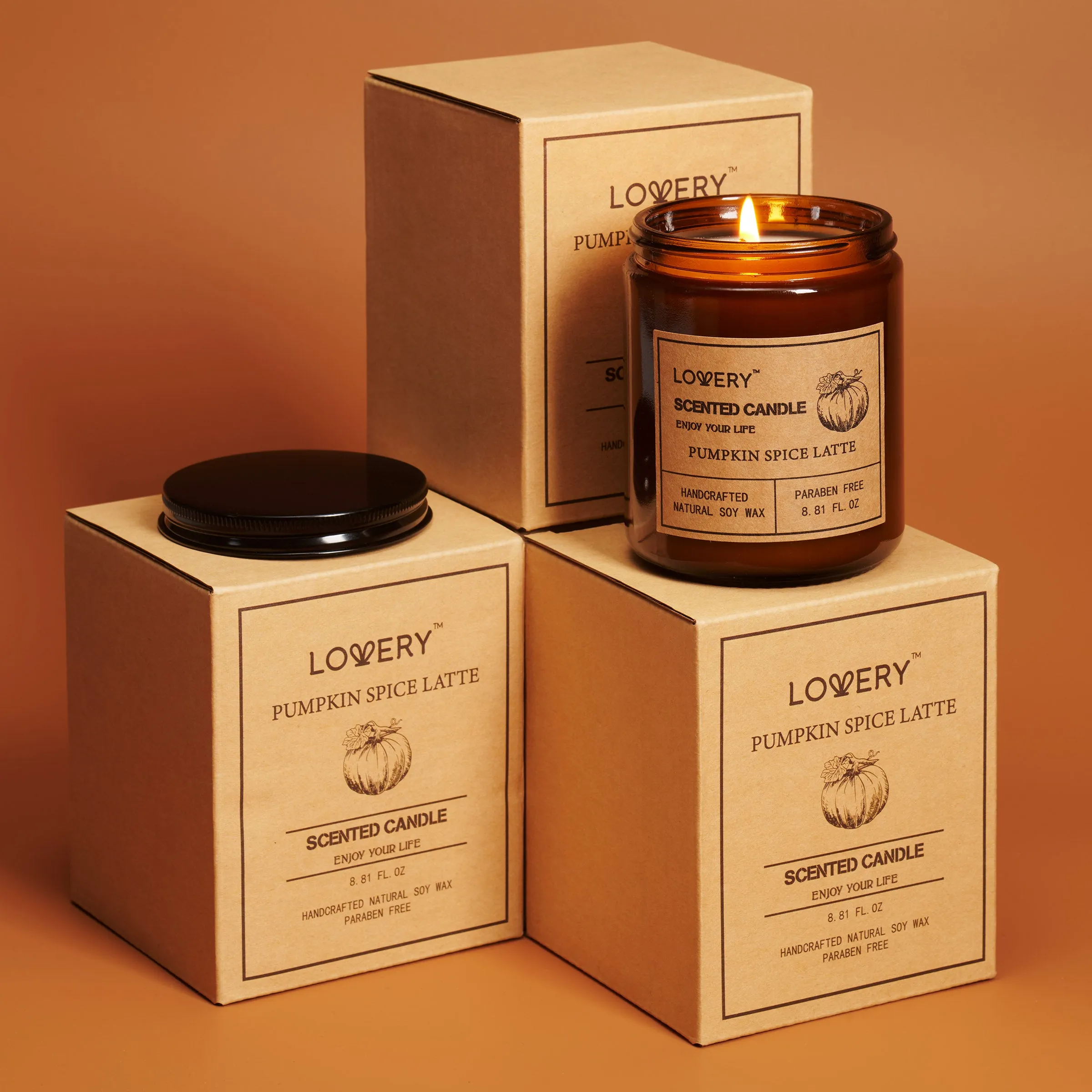 Pumpkin Spice Latte Aromatherapy Candles - 9oz Home Scented Soy Candle