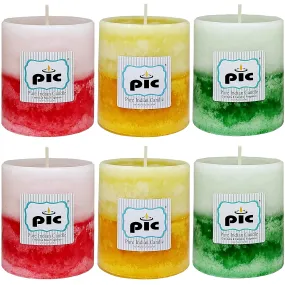 Pure Indian Candle Handpourd Scented Two Tone Mottle Wax Pillar Candle (Pack of 6 Fragrance.) PICTPC509274