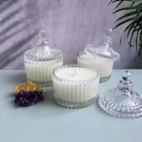 Ruya's Handcrafts Lunar Bliss Jar Rose Quartz Stone | Mood Enhancer That Evokes Childhood Memories, Therapy Candles | Love Spell Candles (Lush Nodes)