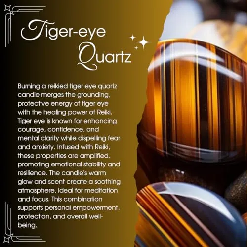 Ruya's Handcrafts Lunar Bliss Jar Tiger Eye Stone | Mood Enhancer That Evokes Childhood Memories, Therapy Candles | Healing Light Candles (Lush Nodes)