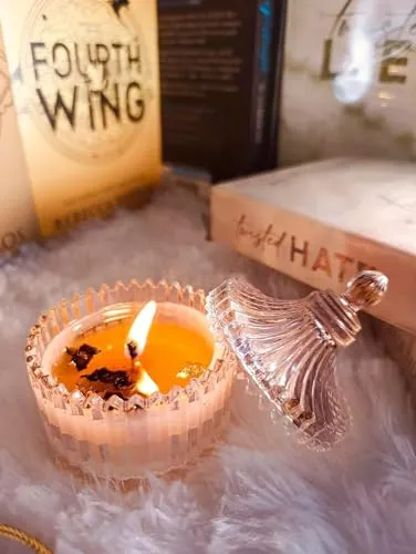 Ruya's Handcrafts Lunar Glow Single Wick Carnelian Stone | Igniting Tantalizing Desires, Promoting Clarity, Therapy Candles | Positive Aura Candles (Sceret Desire)