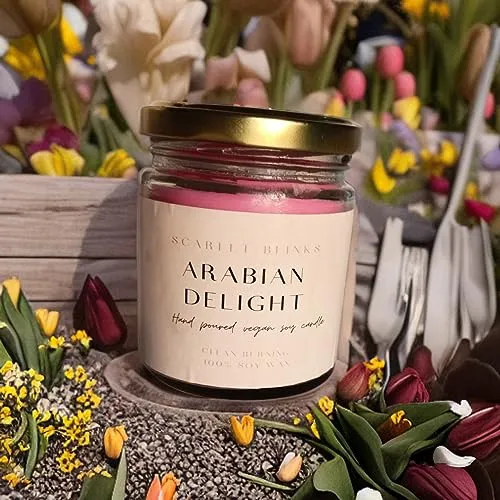 Scarlet Blinks Arabian Delight | Jasmine | Soothing Sandal Wood | Soy Wax Candles | Aroma Therapy Candles | Burning Time :-45 HRS Pack of 3
