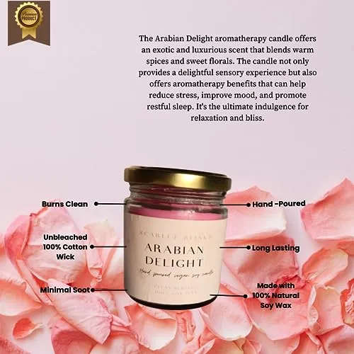 Scarlet Blinks Arabian Delight | Jasmine | Soothing Sandal Wood | Soy Wax Candles | Aroma Therapy Candles | Burning Time :-45 HRS Pack of 3
