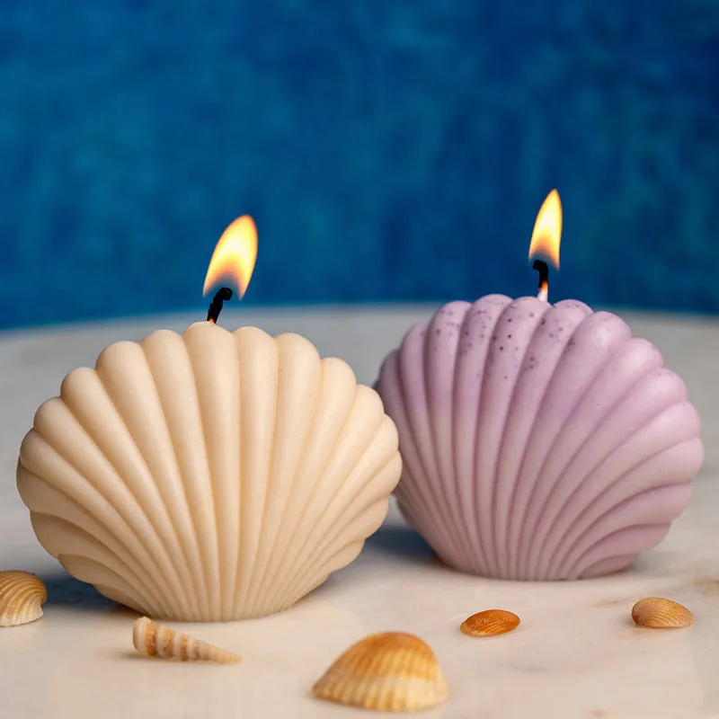 Seashell Lavender Scented Candle - Set Of Two