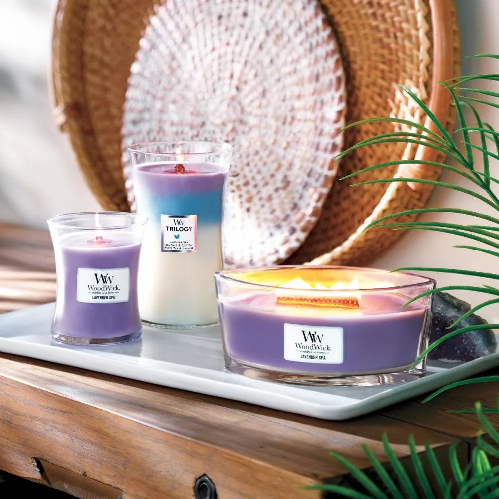 WoodWick Calming Retreat Trilogy Large Candle Crackles As It Burns 610G Hourglass